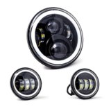 Letric Lighting 7in Full-Halo Black LED Headlight with (2) 4.5in Full-Halo Black Passing Lamps thumbnail 2