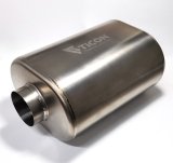 Ticon Industries 3in Oval Titanium Muffler 3in Center In / 3in Out - 12in Overall Length 1mm/.039in thumbnail 1