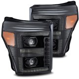 AlphaRex 11-16 Ford F-250 SD PRO-Series Projector Headlights Plank Style Alpha Black w/Seq Signal thumbnail 1