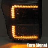 AlphaRex 11-16 Ford F-250 SD PRO-Series Projector Headlights Plank Style Alpha Black w/Seq Signal thumbnail 5