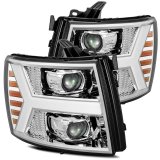 AlphaRex 07-13 Chevy 1500HD PRO-Series Proj Headlights Plank Style Chrome w/Activ Light/Seq Signal thumbnail 1