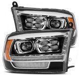 AlphaRex 09-18 Dodge Ram 1500HD PRO-Series Proj Headlight Plnk Style Blk w/Chrm Acc w/Seq Signal/DRL thumbnail 1