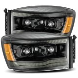 AlphaRex 06-08 Dodge Ram 1500HD PRO-Series Proj Headlights Plank Style Alpha Black w/Seq Signal/DRL thumbnail 3