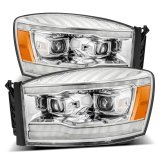 AlphaRex 06-08 Dodge Ram 1500HD PRO-Series Projector Headlights Plank Style Chrome w/Seq Signal/DRL thumbnail 2