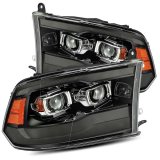 AlphaRex 09-18 Dodge Ram 1500HD PRO-Series Proj Headlights Plank Style Black w/Seq Signal/Smoked DRL thumbnail 1