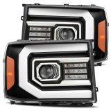 AlphaRex 07-13 GMC 1500HD PRO-Series Proj Headlights Plank Style Matte Blk w/Activ Light/Seq Signal thumbnail 3