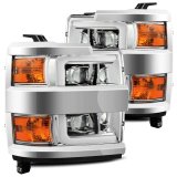 AlphaRex 15-19 Chevy Silverado 2500HD PRO-Series Headlight Plank Chrome w/Activ Light/Seq Signal/DRL thumbnail 2