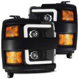 AlphaRex 15-19 Chevy 2500HD PRO-Series Proj Headlights Plank Jet Blk w/Activ Light/Seq Signal/DRL thumbnail 2