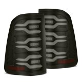 AlphaRex 19-21 Dodge Ram 1500 Luxx-Series LED Tail Lights Black w/Activ Light/Seq Signal thumbnail 2