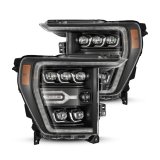 AlphaRex 21-22 Ford F-150 NOVA LED Proj Headlights Plank Style Blk w/Activ Light/Seq Signal thumbnail 1