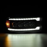 AlphaRex 02-05 Dodge Ram 1500 NOVA LED Proj Headlights Plank Style Blk w/Activ Light/Seq Signal thumbnail 4