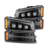 AlphaRex 03-06 Chevy Silverado 1500/2500HD/3500HD/Avalanche Alpha-Black NOVA LED Proj Headlights thumbnail 1
