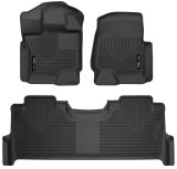 Husky X-act Contour Floor Liners for 2017-2026 F-250 SUPER DUTY, F-350 F-450 DUTY - 53388 Mats, Liners, Front/Second Seat, Rubberized, Thermoplastic, Black, Ford, Set of 3 thumbnail 2