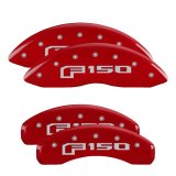 MGP 4 Caliper Covers Engraved Front & Rear 2015 Ford F-150 Red Finish Silver Characters thumbnail 1