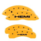 MGP 4 Caliper Covers Engraved Front & Rear 11-18 Jeep Grand Cherokee Yellow Finish Black Hemi Logo thumbnail 4