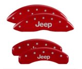 MGP 4 Caliper Covers Engraved Front & Rear 11-18 Jeep Grand Cherokee Red Finish Silver Jeep Logo thumbnail 4