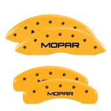 MGP 4 Caliper Covers Engraved Front & Rear 11-18 Jeep Grand Cherokee Yellow Finish Black Mopar Logo thumbnail 3