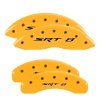 MGP 4 Caliper Covers Engraved Front & Rear 11-18 Jeep Grand Cherokee Yellow Finish Black SRT-8 Logo thumbnail 5