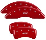 MGP 4 Caliper Covers Engraved Front & Rear MGP Red Finish Silver Char 2019 Volkswagen Atlas thumbnail 4