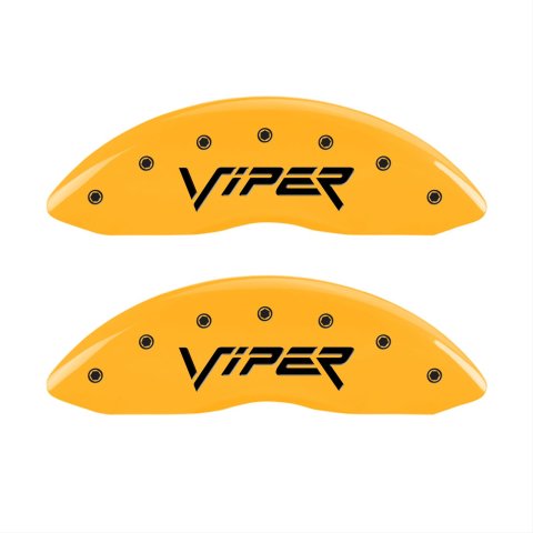 MGP 4 Caliper Covers Engraved Front Viper Rear Snake Yellow Finish Black Char 2002 Dodge Viper