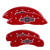 MGP 4 Caliper Covers Engraved F & R 100 Anniversary Red Finish Silver Char 2019 Chevrolet Tahoe thumbnail 2