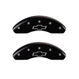 MGP 4 Caliper Covers Engraved Front & Rear Bowtie Black Finish Silver Char 2019 Chevrolet Bolt EV thumbnail 5