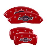 MGP 4 Caliper Covers Engraved F & R 100 Anniversary Red Finish Silver Char 2019 Chevrolet Equinox thumbnail 2