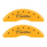 MGP 4 Caliper Covers Engraved F & R Cursive/Cadillac Yellow Finish Black Char 2017 Cadillac CT6 thumbnail 2