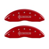 MGP 4 Caliper Covers Engraved Front & Rear Lincoln Red Finish Silver Char 2017 Lincoln Continental thumbnail 7