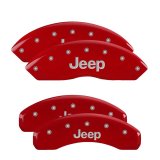 MGP 4 Caliper Covers Engraved Front & Rear Jeep Red Finish Silver Char 2019 Jeep Wrangler thumbnail 1