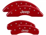 MGP 4 Caliper Covers Engraved Front Rear JEEP Logo Engraved Red Finish Silver Characters thumbnail 5