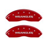 MGP Front set 2 Caliper Covers Engraved Front WRANGLER Red finish silver ch thumbnail 3