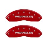 MGP Front set 2 Caliper Covers Engraved Front WRANGLER Red finish silver ch thumbnail 6