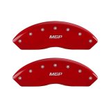 MGP Front set 2 Caliper Covers Engraved Front MGP Red finish silver ch thumbnail 3