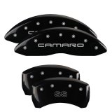 MGP 4 Caliper Covers Engraved Front Gen 4/Camaro Engraved Rear Gen 4/SS Black finish silver ch thumbnail 3