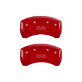 MGP 4 Caliper Covers Engraved Front Gen 4/Camaro Engraved Rear Gen 4/SS Red finish silver ch thumbnail 2