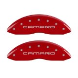 MGP 4 Caliper Covers Engraved Front Gen 4/Camaro Engraved Rear Gen 4/SS Red finish silver ch thumbnail 4