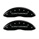 MGP 4 Caliper Covers Engraved Front Gen 4/Camaro Engraved Rear Gen 4/Z28 Black finish silver ch thumbnail 1