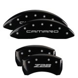 MGP 4 Caliper Covers Engraved Front Gen 4/Camaro Engraved Rear Gen 4/Z28 Black finish silver ch thumbnail 3