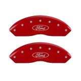 MGP 4 Caliper Covers Engraved Front & Rear Oval logo/Ford Red finish silver ch thumbnail 3