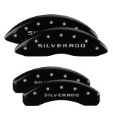 MGP 4 Caliper Covers Engraved Front & Rear Silverado Black finish silver ch thumbnail 4