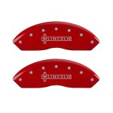 MGP 4 Caliper Covers Engraved Front & Rear Lincoln Red finish silver ch thumbnail 1