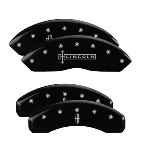 MGP 4 Caliper Covers Engraved Front Lincoln Engraved Rear Star logo Black finish silver ch thumbnail 5