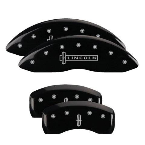 MGP 4 Caliper Covers Engraved Front Lincoln Engraved Rear Star logo Black finish silver ch thumbnail 6
