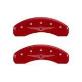 MGP 4 Caliper Covers Engraved Front & Rear Style 1/Chrysler Wing Red finish silver ch thumbnail 1
