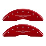 MGP 4 Caliper Covers Engraved Front & Rear Style 1/Chrysler Wing Red finish silver ch thumbnail 4
