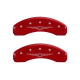MGP 4 Caliper Covers Engraved Front & Rear Style 1/Chrysler Wing Red finish silver ch thumbnail 9