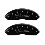 MGP 4 Caliper Covers Engraved Front & Rear Cursive/Cadillac Black finish silver ch thumbnail 2