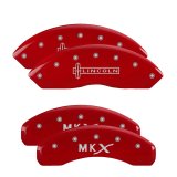 MGP 4 Caliper Covers Engraved Front & Rear Cursive/Cadillac Red finish silver ch thumbnail 2