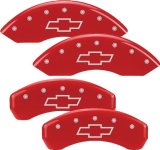 MGP 4 Caliper Covers Engraved Front & Rear Bowtie Red finish silver ch thumbnail 8
